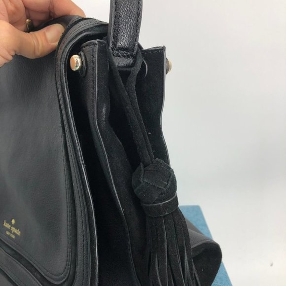 Kate Spade Black Rianne Pratt St. Leather Suede Shoulder Bag - Picture 7 of 9